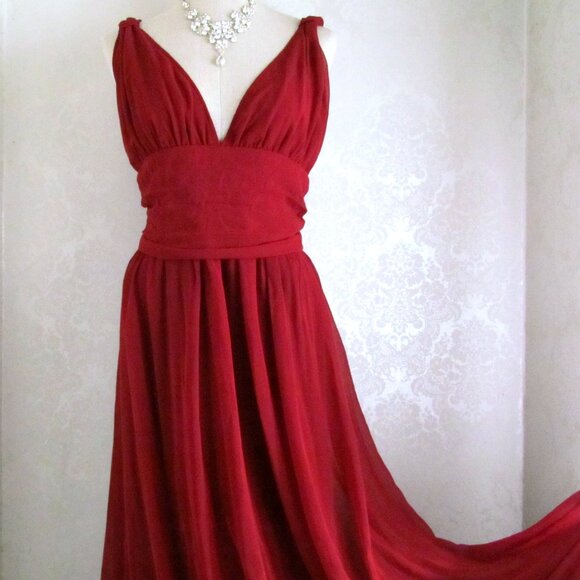 EVER PRETTY BALL GOWN, 16, NWT, BURGUNDY MAXI DRESS, GRACEFUL GRECIAN STYLE - Picture 4 of 8
